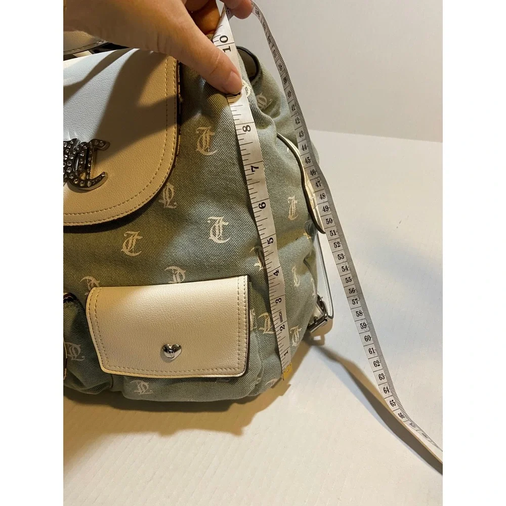 Juicy Couture‎ Pack it Up Washed Denim Backpack White  Rhinestones Small